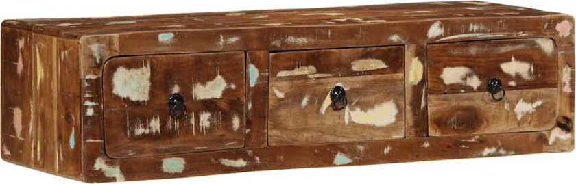 Veggmontert TV-benk 100x32x25 cm gjenvunnet heltre