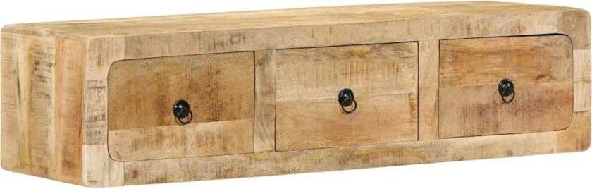 Veggmontert TV-benk 100x32x25 cm grovt heltre mangotre