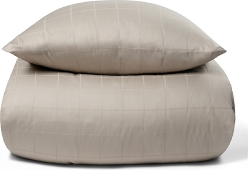 Sengetøy til dobbel dyne 200x220 cm - Mykt, jacquardvevd bomullssateng - Sjekk sand - By Night sengesett