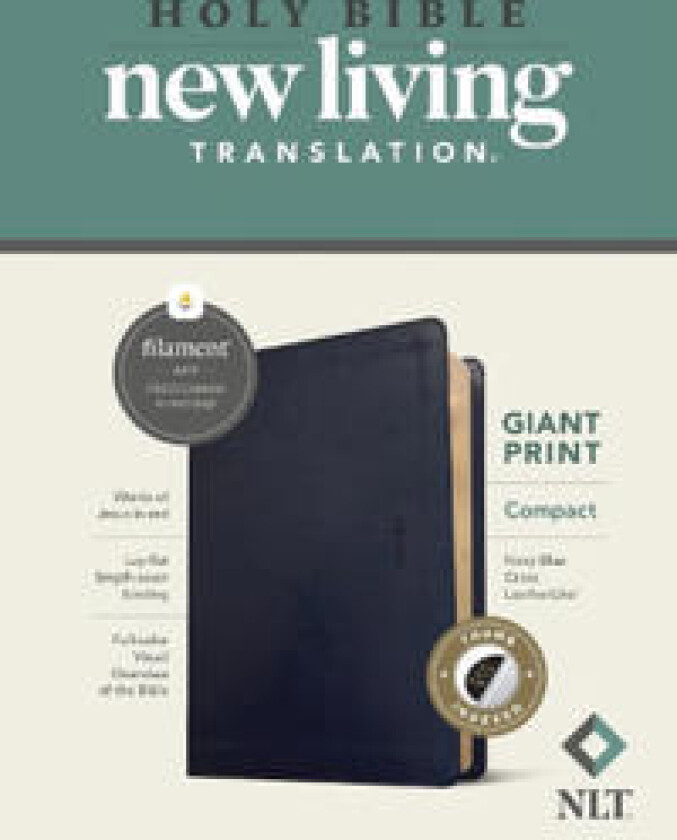 NLT Compact Giant Print Bible, Filament-Enabled Edition (Leatherlike, Navy Blue Cross, Indexed, Red Letter)