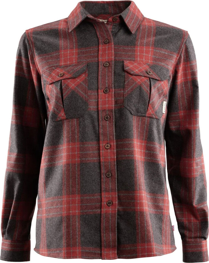 LEISUREWOOL REBORN SHIRT W'S CHECK-GREY/RED