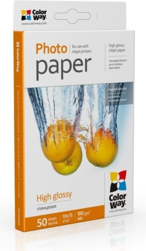 Høyblank - 100 x 150 mm - 180 g/m² - 50 ark fotopapir