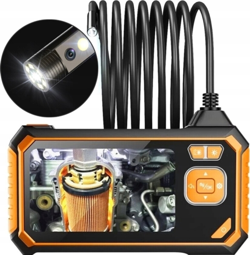 Inskam Inspeksjonskamera Duo Endoskop To Kameraer 5M 7Led 2X Full Hd Lcd 5,5Mm