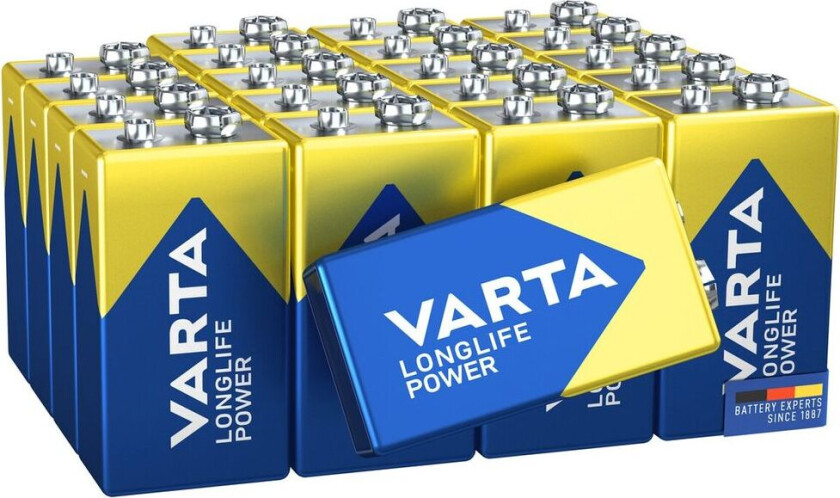 VARTA Longlife Power 9V batteri SCAND, 20-pak