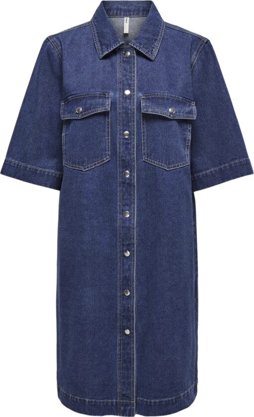 Onlbelle S/S Button Dress DNM GUA N Str XL - Korte Kjoler Bomull
