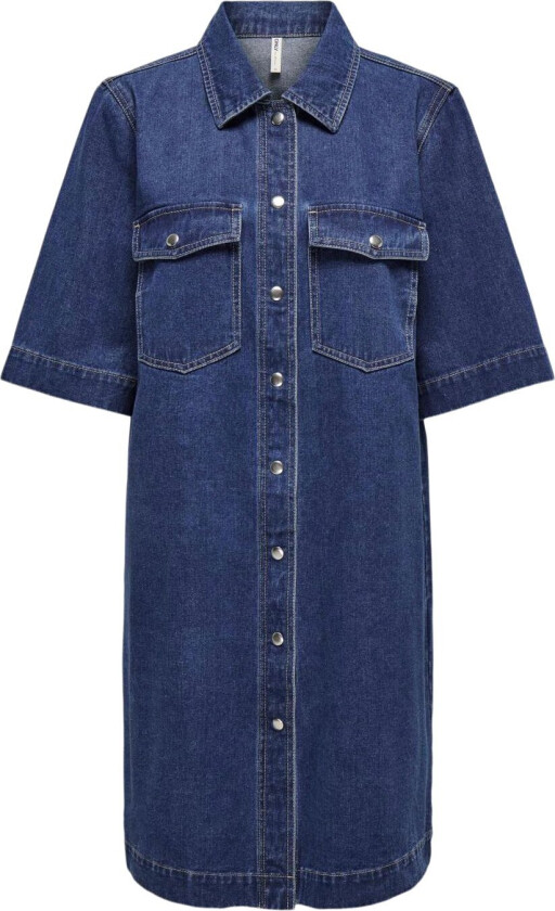 Onlbelle S/S Button Dress DNM GUA N Str M - Korte Kjoler Bomull
