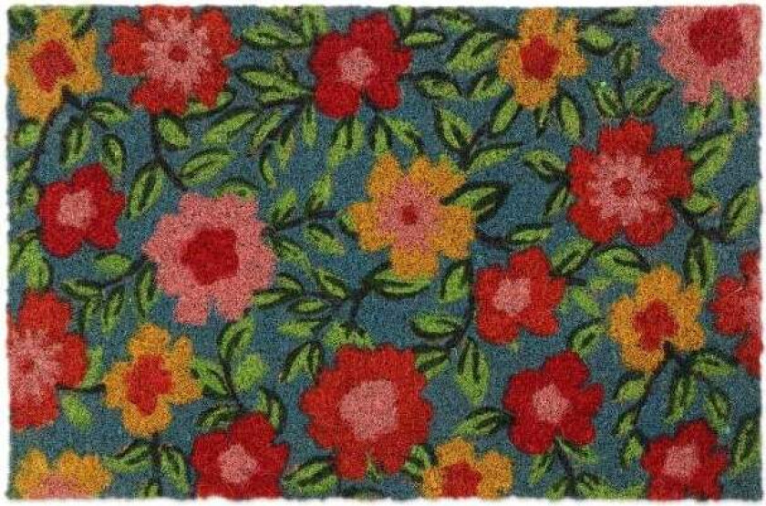 Dørmatte kokosfiber med blomster