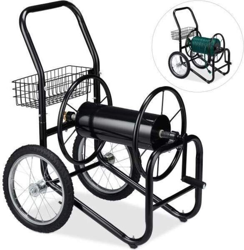 Sort metall slangetrommel