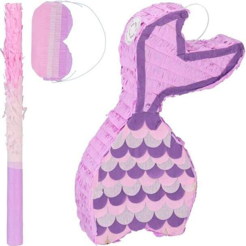 Havfrue pinata med slikkepinne og maske