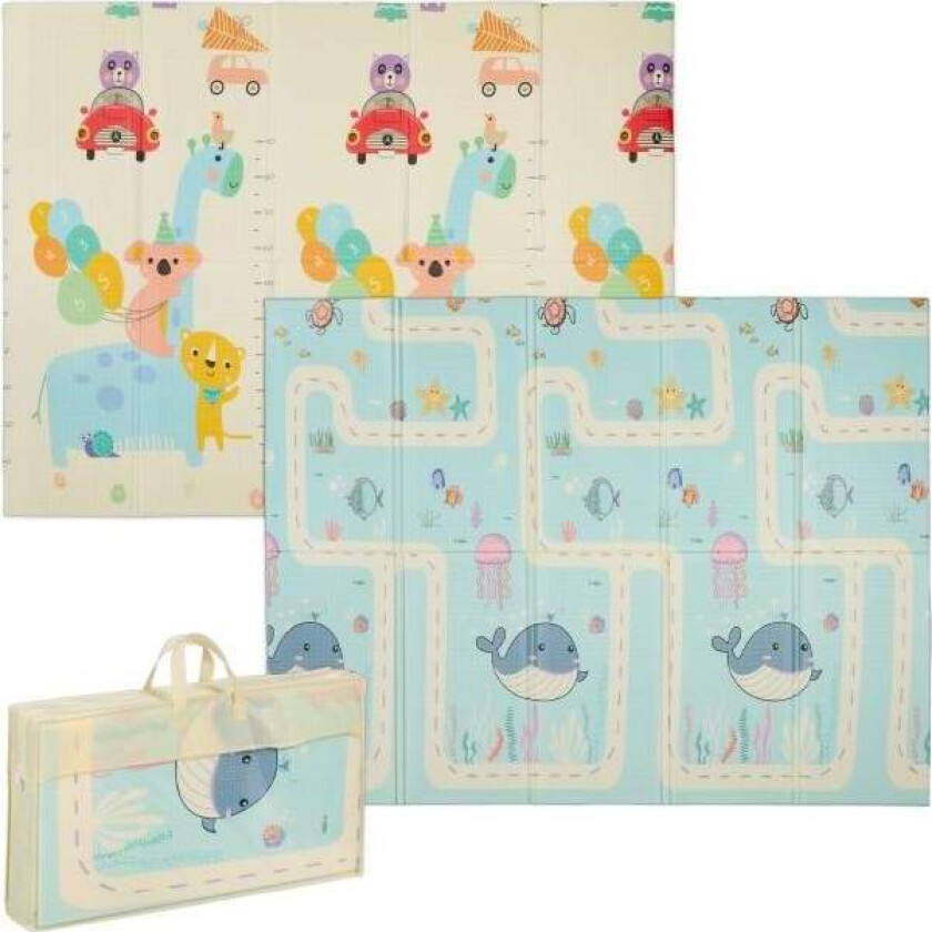 Sammenleggbar lekematte med søte dyremotiver