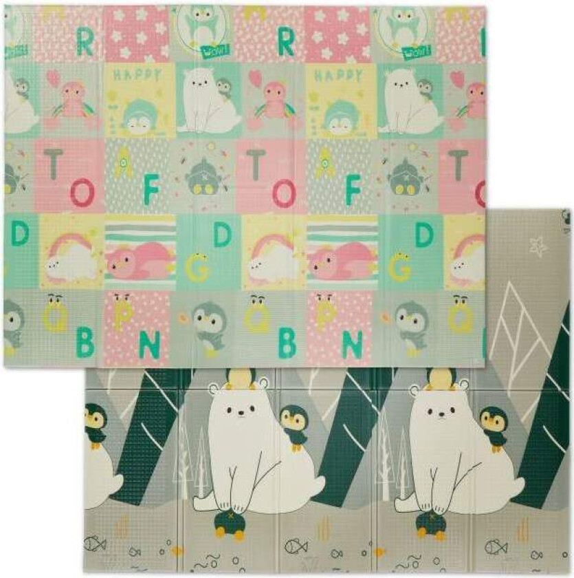 Sammenleggbar lekematte med dyremotiver