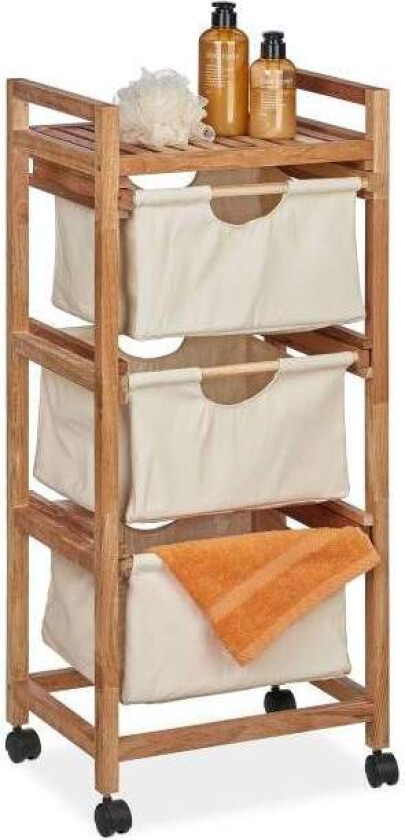 Baderomshylle med 3 skittentøyskurver beige