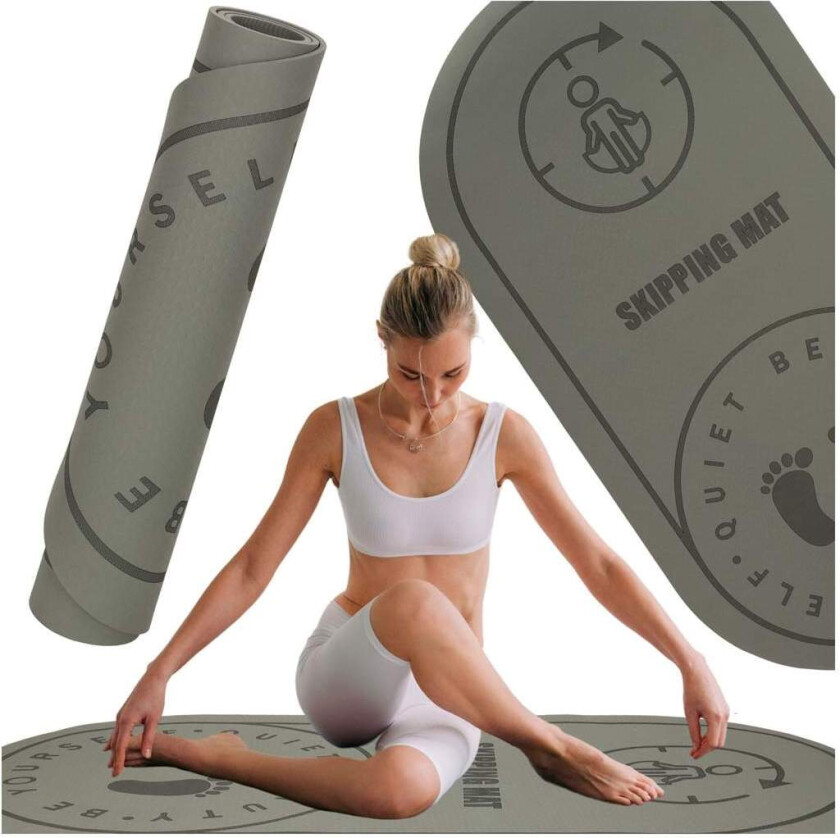 Yoga hopp treningsmatte lydisolerende antiskli 127x63x0,6 cm svart