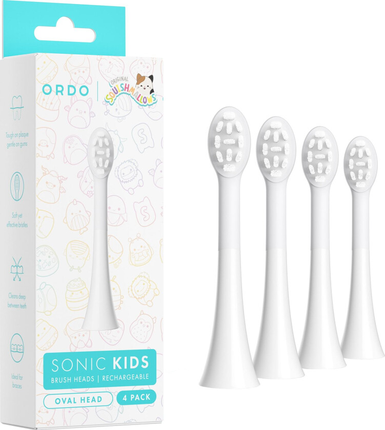 Ordo Sonic Kids erstatningstannbørstehoder (4-pakning) (hvit)
