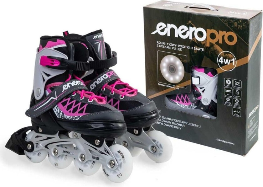 Inline skøyter-rulleskøyter-skøyter 4in1 enero pro led 34-37 rosa-grå