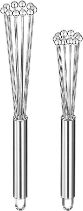 2 stk. rustfritt stål ballvisp trådvisp sett kjøkkenvisp til matlaging