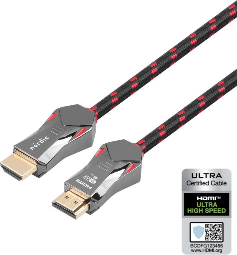 CERTIFIED CABLES 50cm Ultra High Speed HDMI 2.1 8K 60Hz 4K 120Hz 48Gbps Dynamic HDR eARC VRR nylonflätad kabel guldpläterade kontakter