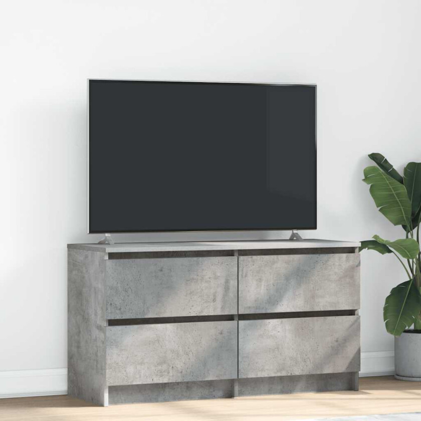 TV-benk betonggrå 100x35x54 cm konstruert tre