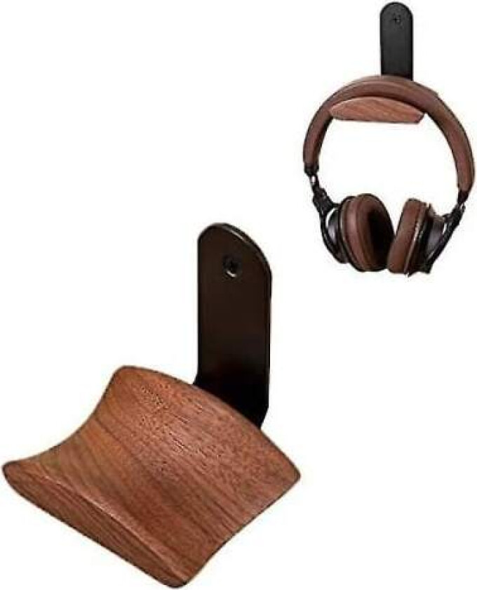Hodetelefonkrokholder, Hengende Brakett, Hodetelefonstativ, Krok, Veggmontering, Valnøtt Hodetelefonholder for Hodetelefoner, Studio og PC-Spill