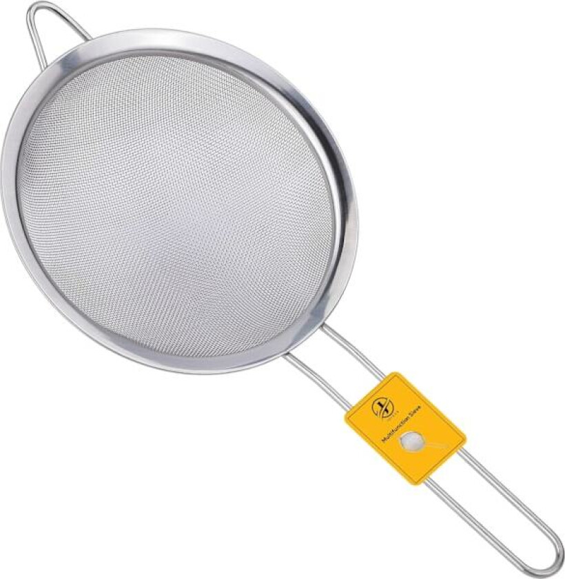 Sil og silsett - 20 cm Pakke med 1 - Metall sil rustfritt stål, finmasket sil | Kjøkkensil finmasket, sil matlaging, mel sil for ba Silver 20 cm