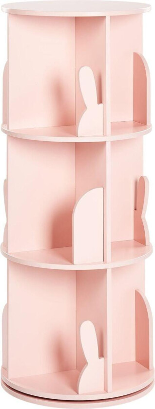 Bokhylle Pastellrosa Rosa MDF 3-lags Kaninmotiv Barnerom Roterende