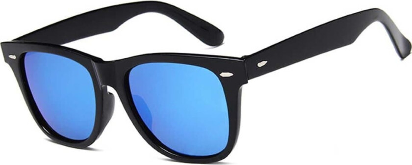 Black Wayfarer solbriller Blue Mirror Glass + Senile ledning