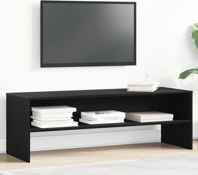 TV-benk svart eik 120x40x40 cm sponplate