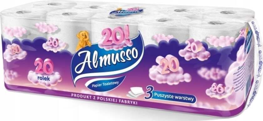 Almusso 20! 3-Lags Toalettpapir, 20 Ruller