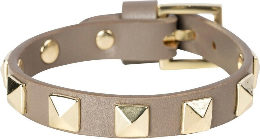 Leather Stud Bracelet Dark Taupe