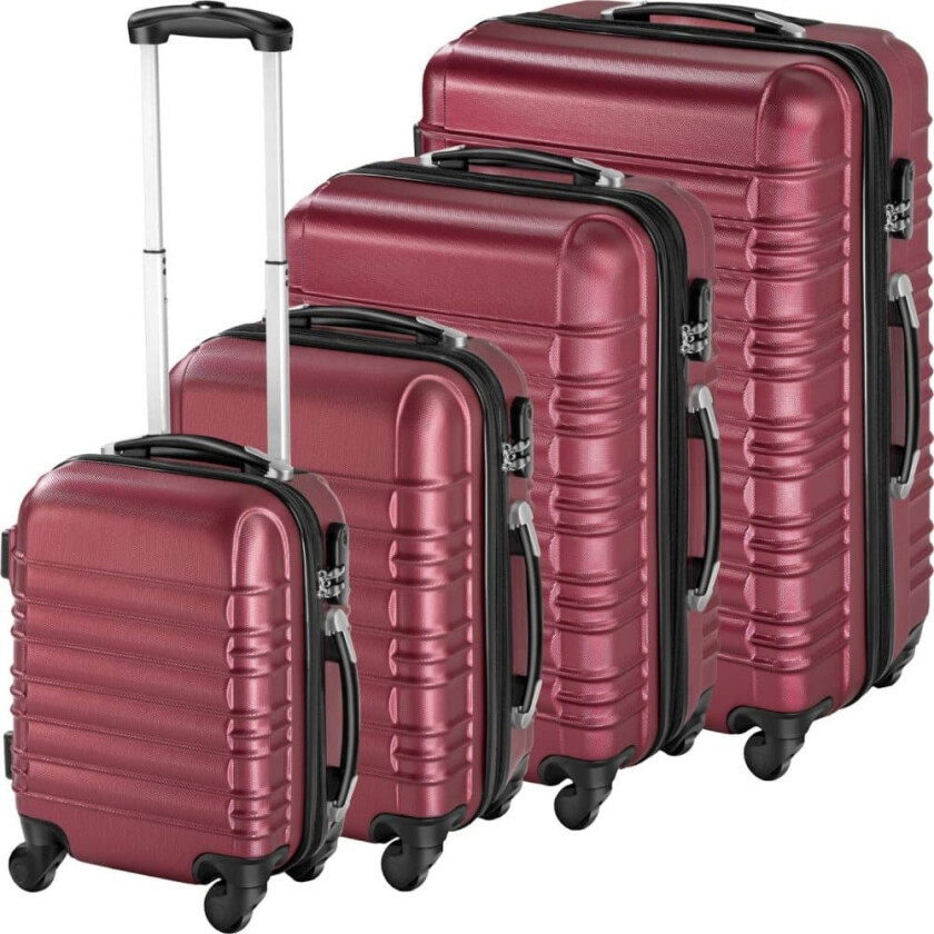 Koffert sett 4 deler hardcase - vinrød