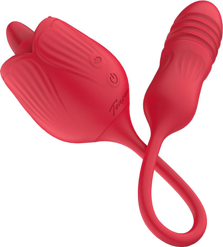 Teazers: Rose Vibrator with Thrusting Dildo