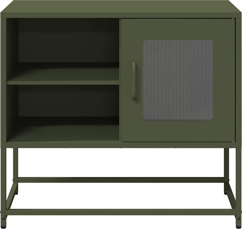 TV-benk olivengrønn 68x39x60,5 cm stål