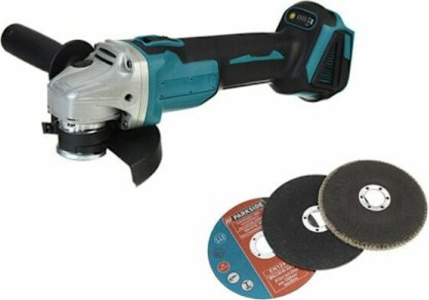 Kableløs vinkelsliper 125mm 18V 4 hastigheter for Makita batteri + tilbehør (Bare maskin)