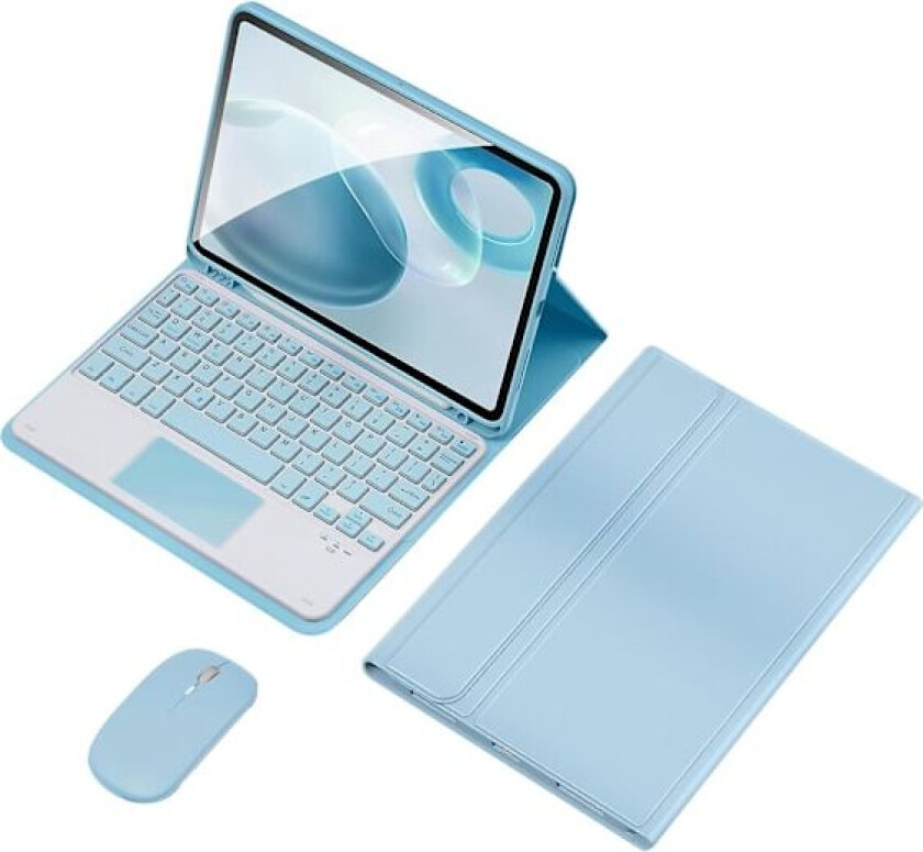 Trådløst tastaturdeksel med mus for iPad 10.9 (2022), PU Folio Flip Cover Bluetooth tastaturdeksel Blue iPad 10.9 (2022)