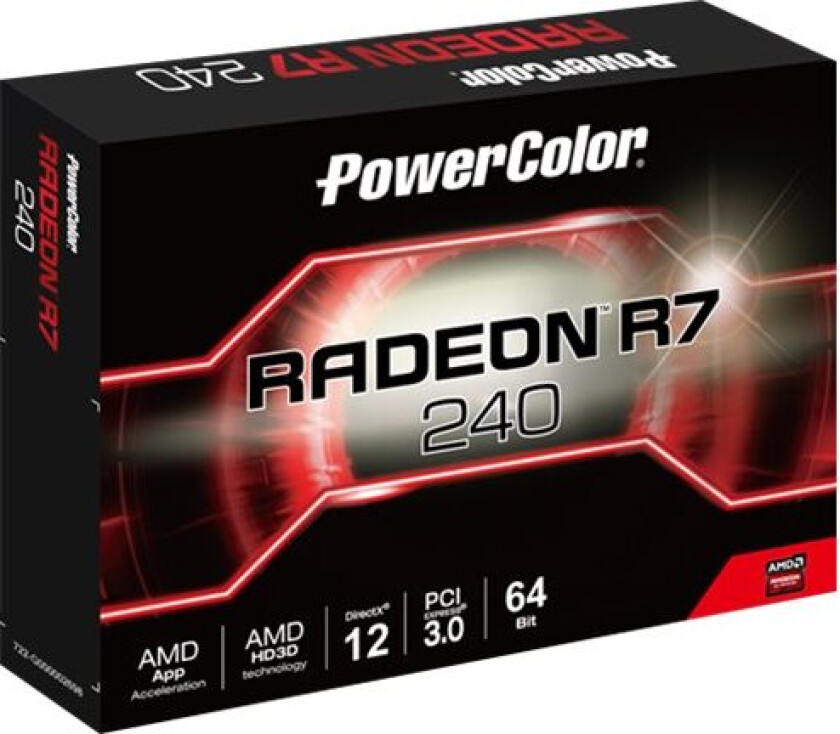 Powercolor Radeon R7 240 - Grafikkort - Radeon R7 240 - 2 Gb Gddr5 - Pcie 3.0 - Dvi, Hdmi