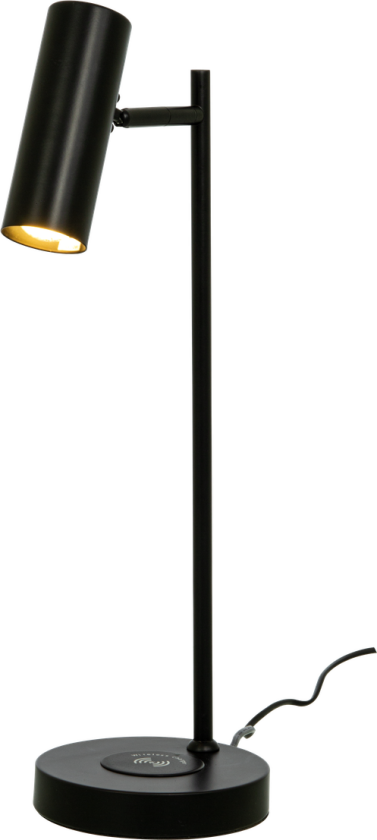 Tabela bordlampe med trådløs lader og USB - Svart - Svart