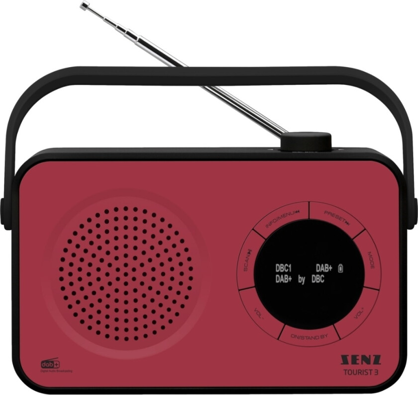Tourist 3 DAB+/FM Bluetooth-radio, rød