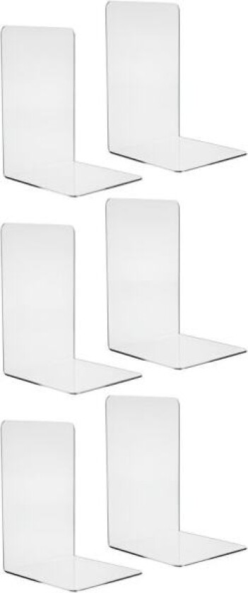 Bokstøtter i plexiglass - 6 stk Transparent