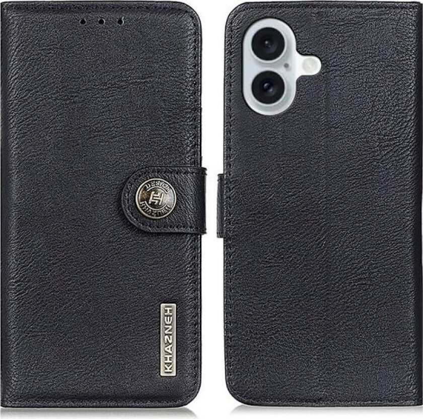 KHAZNEH For iPhone 16 Wallet Stand Case Black