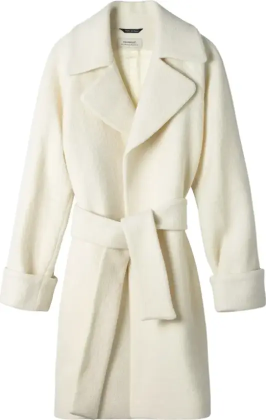 WMN WOOL COAT MID - L / 10 White
