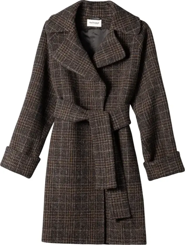 WMN WOOL COAT MID - L / 71 Brown Check