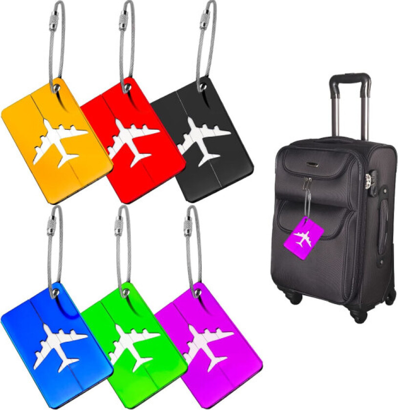 6 stk. bagasjelapper for kofferter med navnelapp for bagasje koffert