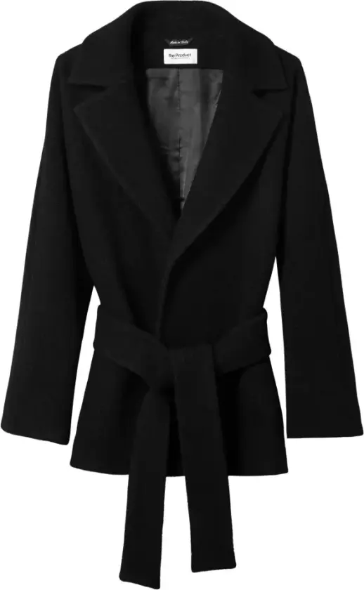 WMN WOOL COAT SHORT - S / 90 Black