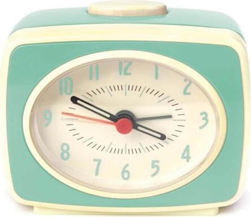Klassisk vekkerklokke, retro elektronisk klokke, vintage stil liten alarm pendel skrivebords klokke, skrivebord tidsskjerm, mini ornamenter, myntegrønn