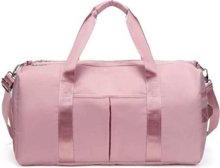 Sportsbag for kvinner/menn - vanntett med skoskap, våtskap og skulderstropp - reisebag, L rosa