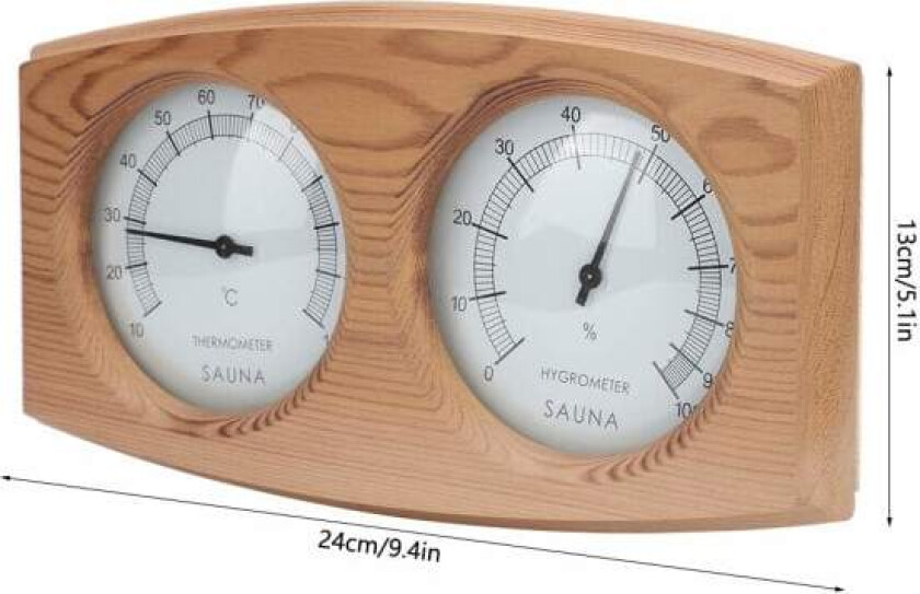 2 i 1 Trehygrometer Saunatermometer - Dobbel Skive Temperatur- og Fuktighetsmåler - Essensielt Saunatilbehør