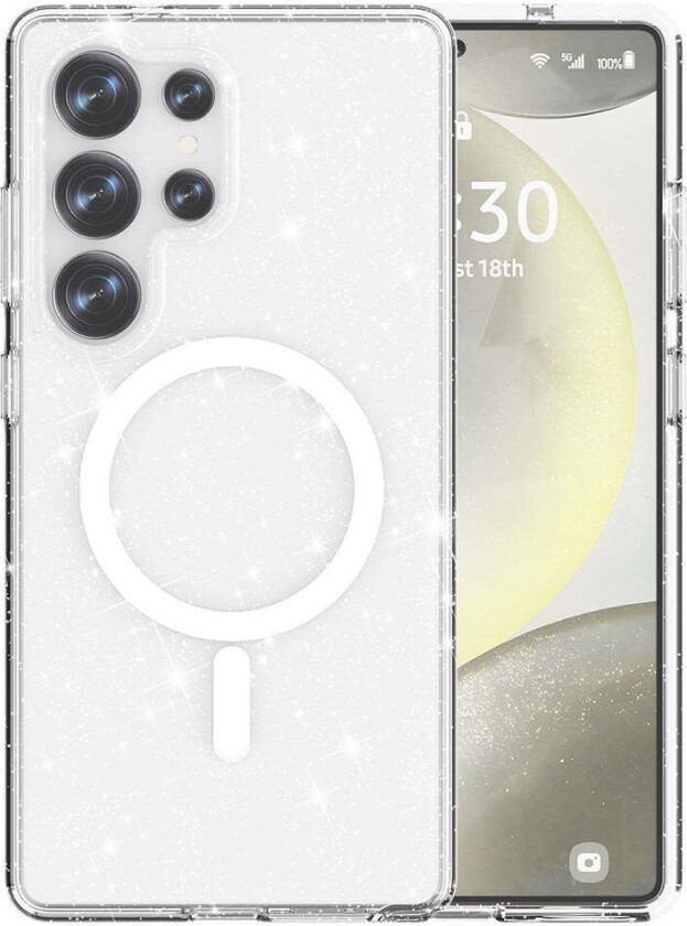 Samsung Galaxy S25 Ultra Glitter Hybrid Deksel - MagSafe Kompatibel - Gjennomsiktig