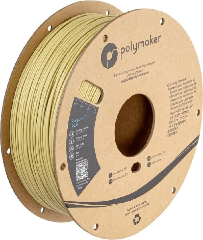 Polymaker Pa02055 Filament Pla-Plast Høj Grad Af Stivhed, Høj Grad Af Trækstyrke 1.75 Mm 1000 G Beige Polylite™ 1 Stk