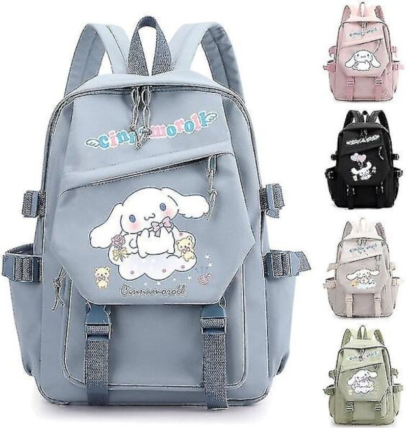 Anime Sanrio Plussjdyr Cinnamoroll Ryggsekk Barn Jente Gutt Svart Blå Skolesekk Kawaii Student Skolesekk Datamaskin Flott Gave