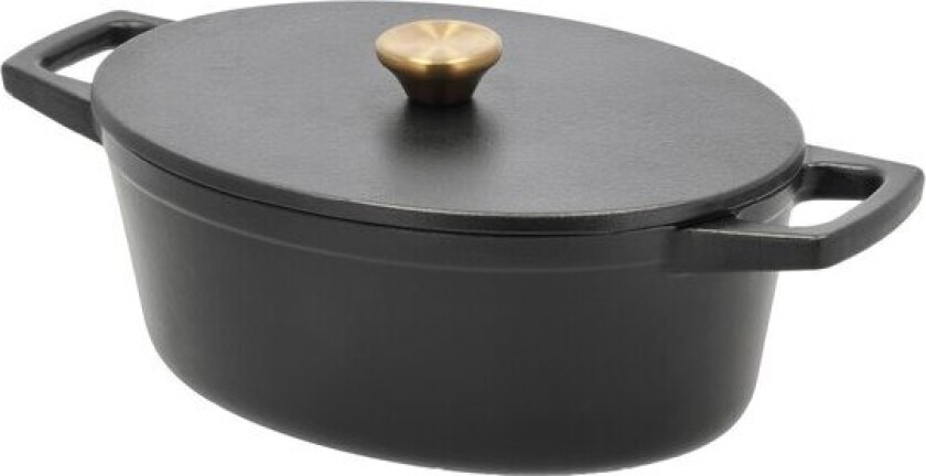 Støpejernsgryte oval 3,8L svart